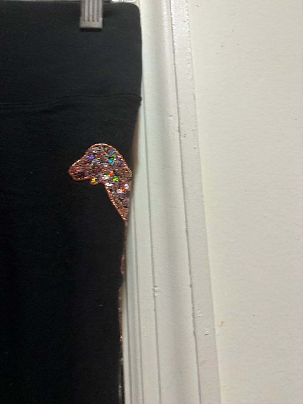 PINK Victoria's Secret Black Logo Leggings with Rose Gold Sequins - Picture 10 of 16